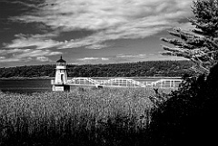 Doubling Point Lighthouse Along the River in Maine -BW